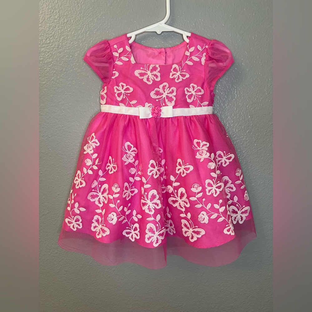 Jona Michelle Pink Butterfly Embroidered Tulle Dress | Size 12M